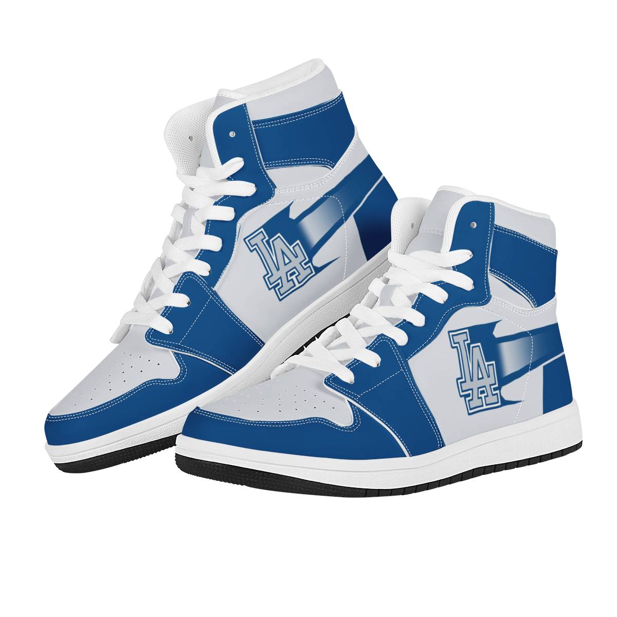 Men's Los Angeles Dodgers High Top Leather AJ1 Sneakers 001